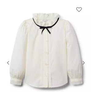 NEW‼️ Janie and Jack Cream Button Down Shirt with Black Trim Size 12. With Tags!